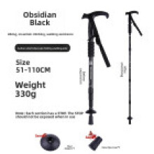 (Black)Bâton de randonnée extérieur en alliage d'aluminium avec sections pliables pour escalade et trekking