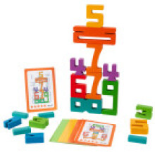 Bloques educativos de madera con números coloridos para matemáticas y habilidades cognitivas