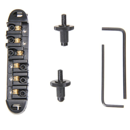 2X Roller Sadel Tune-O-Matic Guitar Bridge för   Elgitarrbyte (Svart) 2