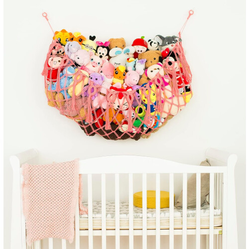 Macrame Stuffed Animal Hammock Wall-Mounted Display Net 1