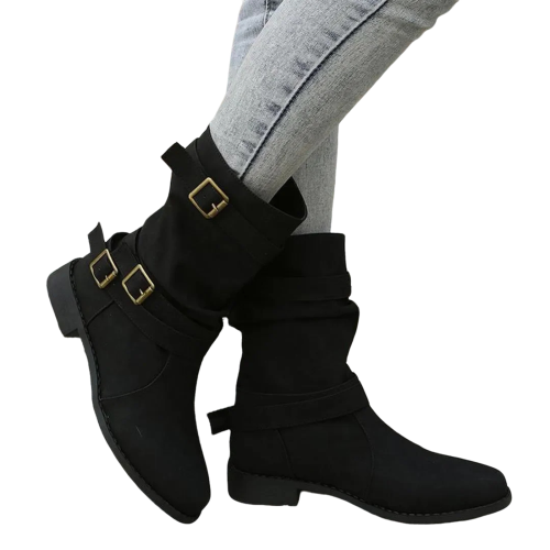 Willtoo Women's Leather Mid-Calf Boots Black Wide Calf 2