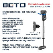 Bicycle Pump With Mounting Bracket Portable High Pressure Inflator For Cycling