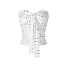 (S)Blusa moderna sem mangas fora do ombro com design de estampa de pontos para vestido de garota quente