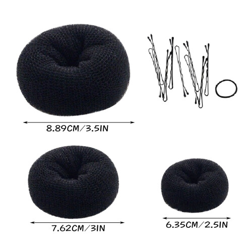 Hair Donut Bun Maker Set Coffee Color 3-Piece 2