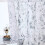 Blue Grey Floral Sheer Kitchen Curtains Set 36 inch Rod 5