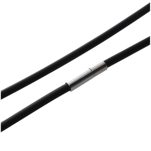 5 peças Colar de Cordão de Borracha Fashion de 19,75 Polegadas e 3 mm com Fecho de Aço Inoxidável - Preto 1