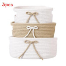 (Brown)Panier de rangement polyvalent emballage cadeau de vacances avec poignées en corde en coton pour fournitures de bureau et