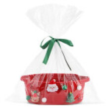 (Red 1)Emballage cadeau de vacances panier de rangement bonbons de Noël avec poignée en coton pour décoration de fête et