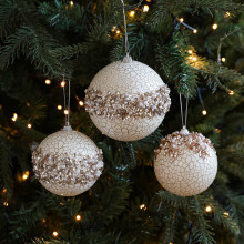 Glitter Sequin Faux Pearl Christmas Ball Ornament 12pcs