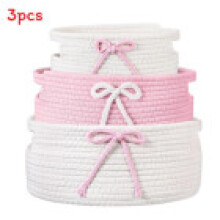 (Pink)Panier de rangement polyvalent emballage cadeau de vacances avec poignées en corde en coton pour fournitures de bureau et