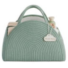 (Green, 37x27x22cm) Basket Baby Diaper With Cotton Handle For Nursery Organization And Mom Use And Dad