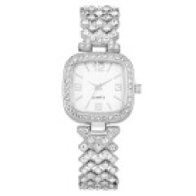 (Silver) Square Metal Elegant Womens Watch With Quartz Movement And Logo Printing Gift Idea For
