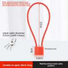 (Red Length 38cm)Vielseitiges Stahlkabel Vorhängeschloss mit 3 Schlüsseln für Schrankschublade und Aufbewahrung Sicherheit