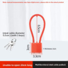 (Red Length 20cm)Vielseitiges Stahlkabel Vorhängeschloss mit 3 Schlüsseln für Schrankschublade und Aufbewahrung Sicherheit