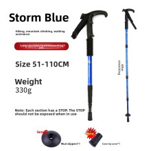 (Blue)Bâton de randonnée extérieur en alliage d'aluminium avec sections pliables pour escalade trekking et