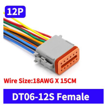 DT Connector with 15 cm Wiring Harness DT06-2S/DT04-2P
