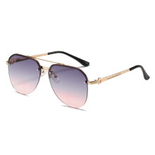 (Gold Pink)Mens Chic Metal Frame Sun Glasses With Uv380 Suitable For Urban Fashion Wear