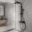 Black Bathroom Shower Mixer Bar Modern 3-Function Anti-Calc System Overhead Rainfall Shower 1