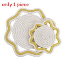 (White Yellow,18cm)Creative Octagonal Cotton Rope Coaster Set With Heat Resistant Nonwoven Fabric For Holiday Dinner Decor