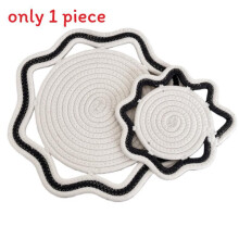 (Dark Gray,30cm)Creative Octagonal Cotton Rope Coaster Set With Heat Resistant Nonwoven Fabric For Holiday Dinner Decor