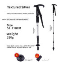 (Silver)Outdoor Hiking Staff Aluminum Alloy Pole With Collapsible Sections For Climbing Trekking And