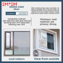 (100x100cm)Silver Silver One Way Mirror Window Privacy Film Daytime Anti Uv Sun Blocking Heat Control Tint Reflective