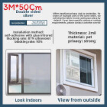 (50x300cm)Silver Silver One Way Mirror Window Privacy Film Daytime Anti Uv Sun Blocking Heat Control Reflective Tint