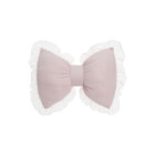 (Pink) Plush White Lumbar Pillow With Lace Border For Bedroom And Decorative Study