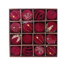 Velvet Christmas Ball Ornaments Red 2.36 Inch 24 Pcs