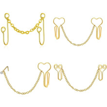 African Fake Nose Rings Clip Set 4 pcs with CZ Crystal Studs