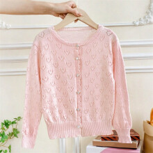 Girls Knit Cardigan Solid Color Long Sleeve Lace Heart