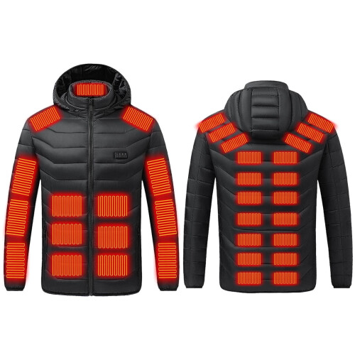 Heated Jacket Unisex Windproof Lightweight Black XS 1