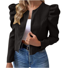Women's Puff Sleeve Cropped Bolero Blazer