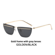 (Black Gray)Elegant Metal Square Eyewear With Uv400 And Pc Lenses For Party Stage Performances