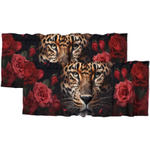 Red Rose Cheetah Print Valance Rod Pocket 54x18 in 2 Panel