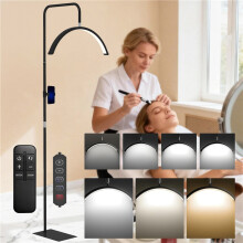 Half Moon Lash Light, Beauty Floor Lamp with 350 Rotatable Head, 7 Colour Temperature and Phone Holder,