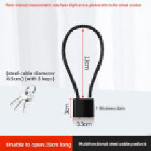 (Black Length 28cm)Versátil candado de cable de acero con 3 llaves para cajón de gabinete y almacenamiento de seguridad