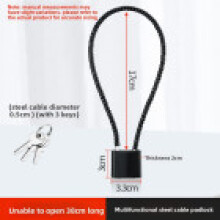 (Black Length 38cm)Versátil candado de cable de acero con 3 llaves para cajón de gabinete y almacenamiento de seguridad