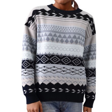 Women's Knitted Pullover Sweater Geometric Print Round Neck