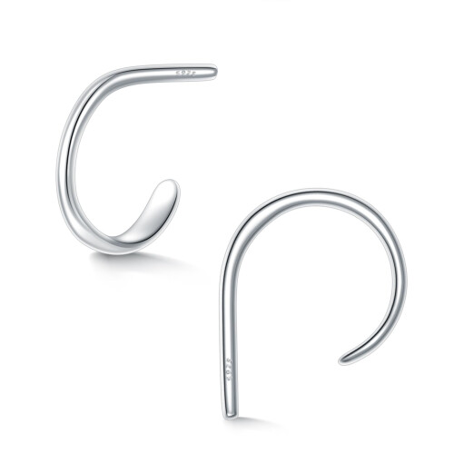Half Hoop Earrings 925 Sterling Silver 10mm