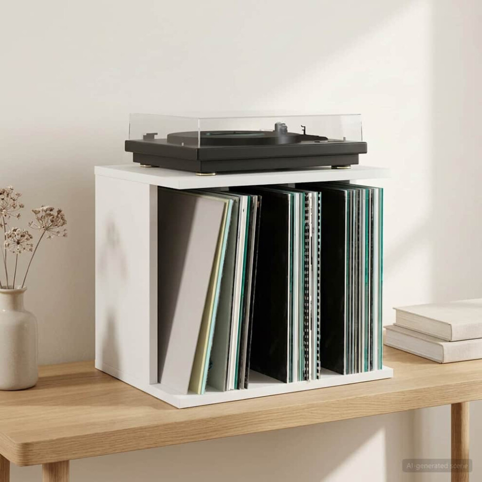 Vidaxl Weiß Vinyl Plattenaufbewahrung 42 X 33 X 36 Cm Holzwerkstoff - Image 2