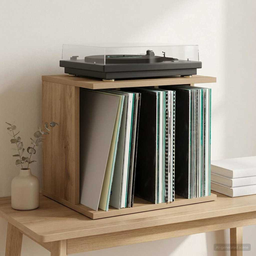 Vidaxl Braun Vinyl Plattenaufbewahrung Artisan-Eiche 42 X 33 X 36 Cm - Image 3