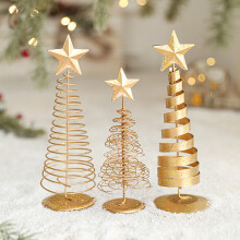 Gold Spiral Christmas Tree Decor with Star Topper