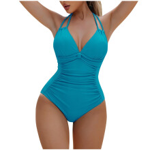 Women's Tummy Control One-Piece Swimsuit V-Neck Ruched