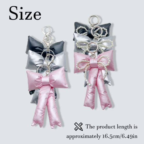 Bowknot keyring with pearl bow pendant for handbag wallet 2