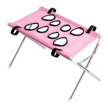 (Pink Pet Bed) Pet Grooming Hammock Stand Foldable Cat Dog Bathing Rack Quick Dry Mesh Nail Trimming Holder for Small Medium Pets