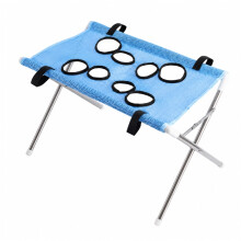 (Blue Pet Bed) Pet Grooming Hammock Stand Foldable Cat Dog Bathing Rack Quick Dry Mesh Nail Trimming Holder for Small Medium Pets