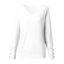 Women's V-Neck Long Sleeve Knit Sweater Lightweight