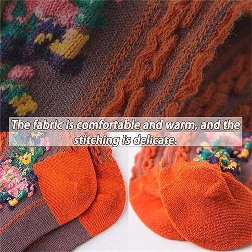 Floral Socks Vintage Embroidered Crew Sock Set 2