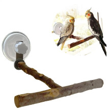 Shower Perch For Parrots Suction Cup Portable Wood Stand With Poop Tray Parakeet Bath Perch